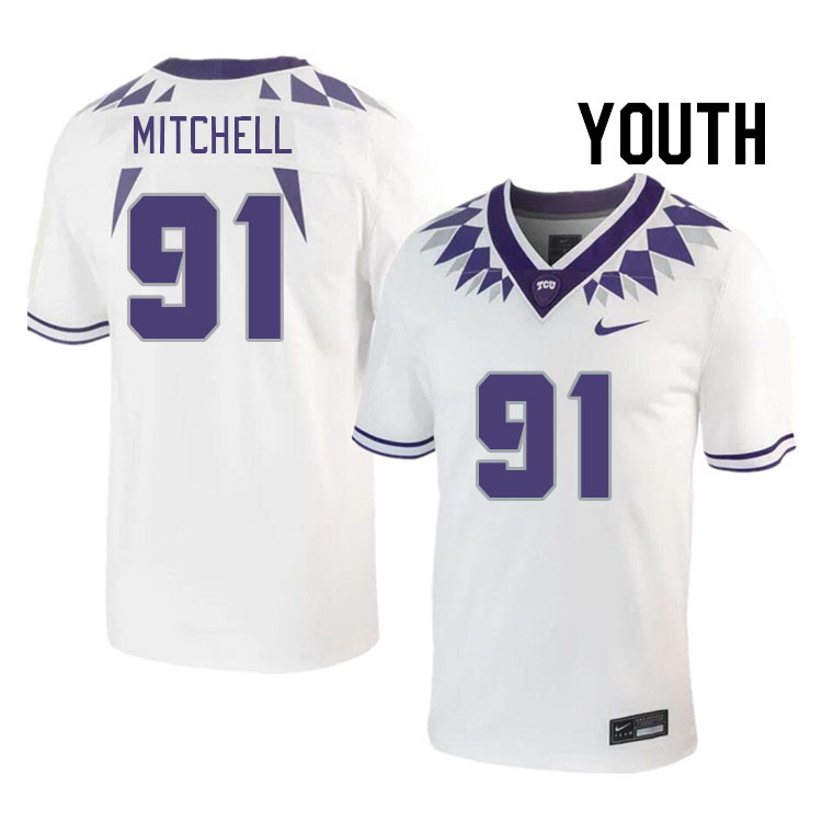 Youth #91 Tymon Mitchell TCU Horned Frogs 2023 College Footbal Jerseys Stitched-White